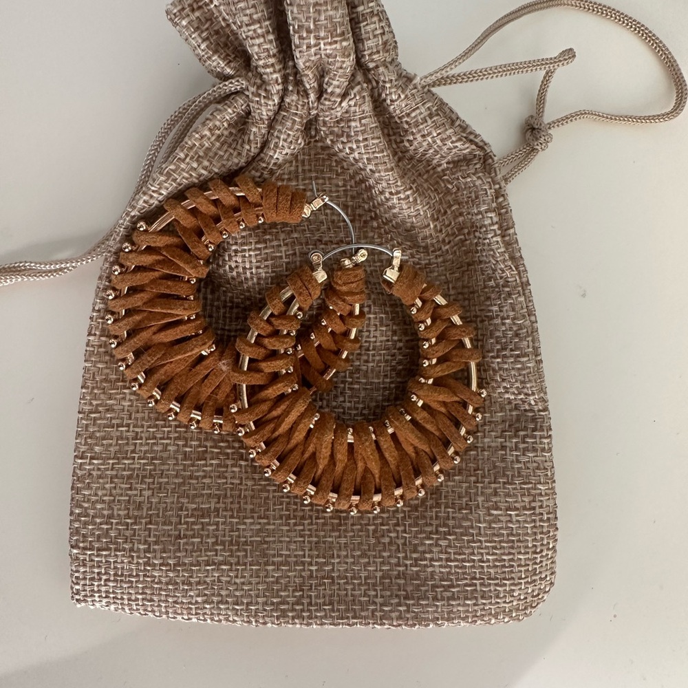 Brown Woven Hoop Earrings